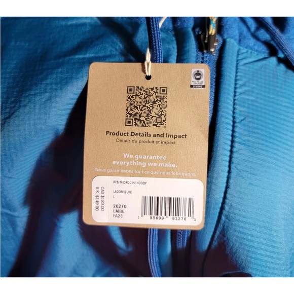 Patagonia Women's Microdini Hooded Fleece Jacket Full Zip Lagom Blue Size Large - Picture 5 of 5